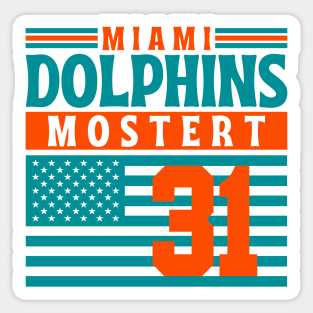 Miami Dolphins Mostert 31 American Flag Football Sticker